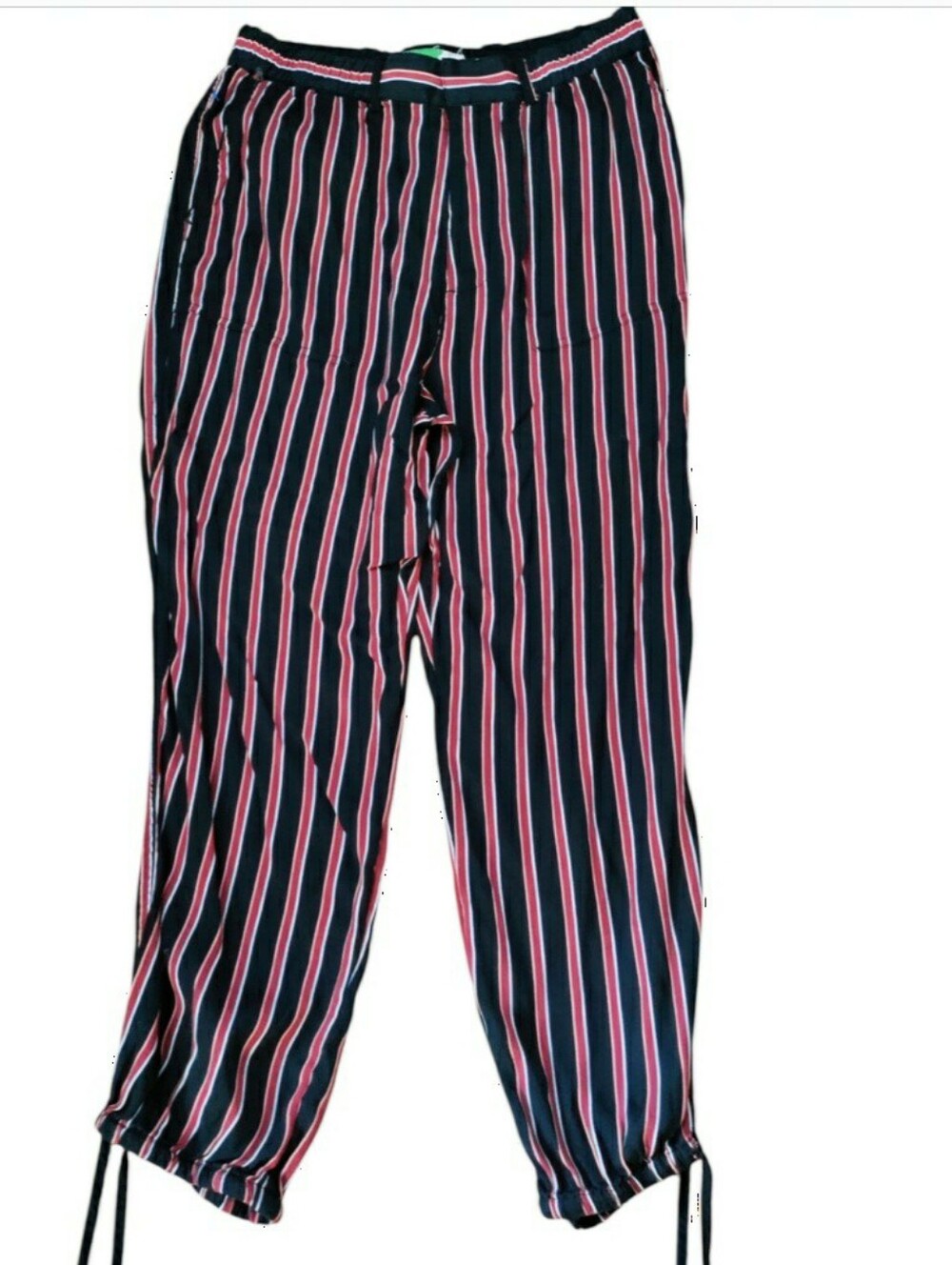 Anthropologie Pinstripe Jogger Pants Viscose Drawstring Silky